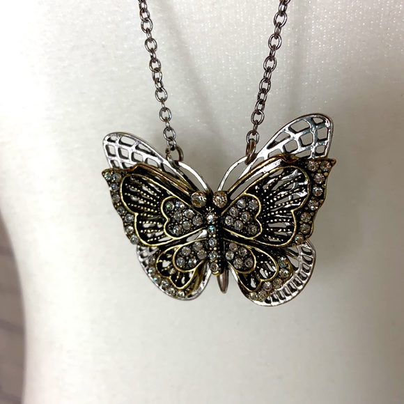 Metallic Butterfly Necklace with Extender - Picture 2 of 3